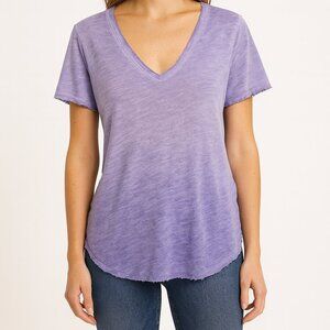 Anthropologie Maeve Arista V-Neck Purple Short-Sleeve T-Shirt - Size Extra Small